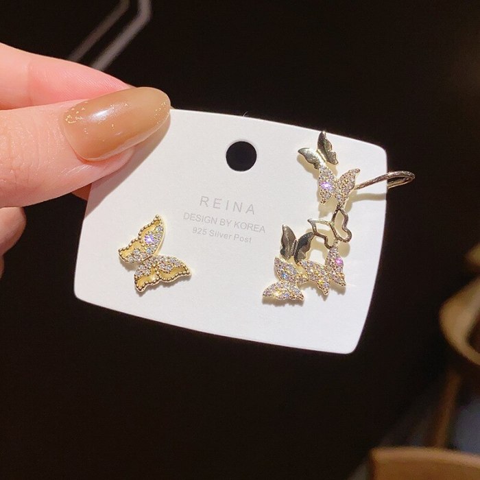 Wholesale 925 Silver Post Asymmetric Butterfly Earrings For Women New Earrings Dropshipping Jewelry Women Fashion Gift