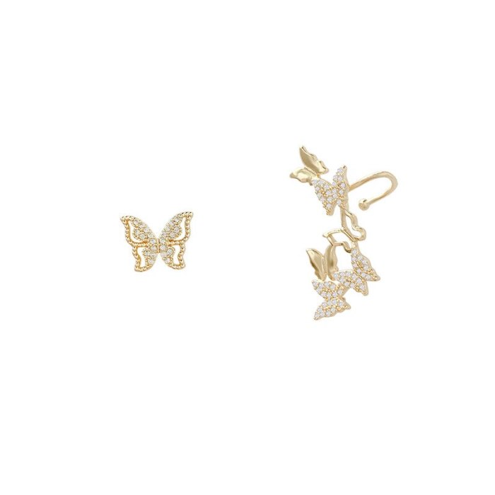 Wholesale 925 Silver Post Asymmetric Butterfly Earrings For Women New Earrings Dropshipping Jewelry Women Fashion Gift