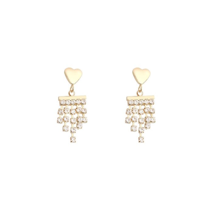 Wholesale 925 Silver Post Love Heart Stud Tassel Earrings Pendant Silver Pin Earrings Dropshipping Jewelry Women Fashion Gift