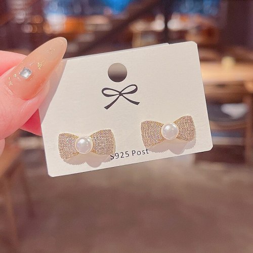 Wholesale Sterling Silver Post New Bow Earrings Studs Earrings Dropshipping Jewelry Women Fashion Gift