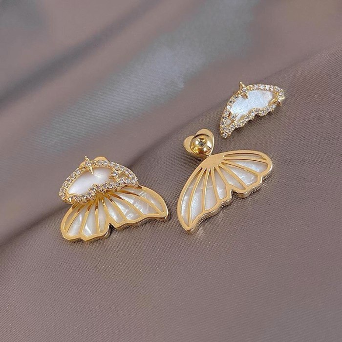 Wholesale Sterling Silver Post Butterfly Wings Women Stud Earrings Jewelry Women Gift