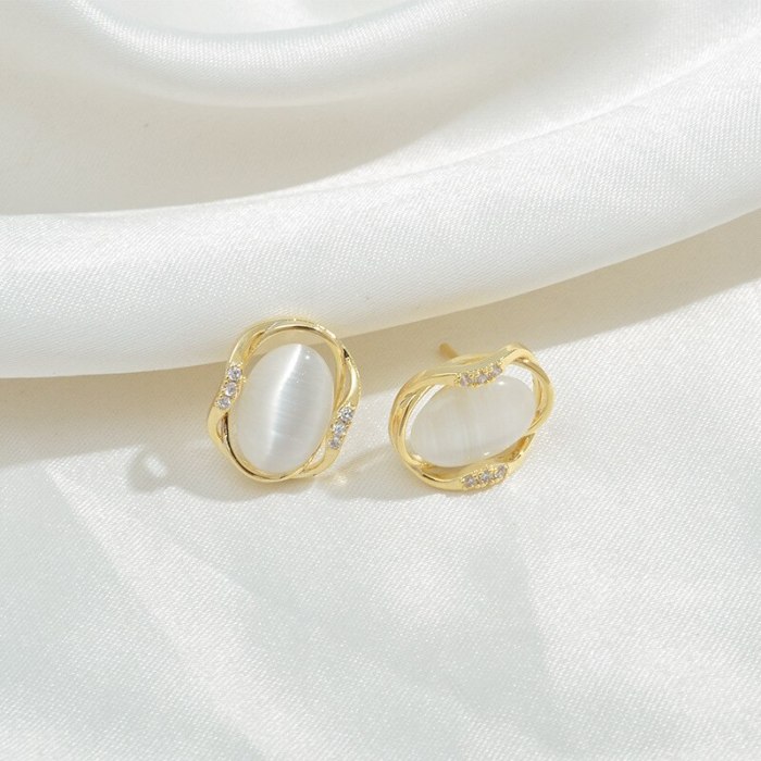 Wholesale Sterling Silver Post Round Opal Stone Stud Earrings Jewelry Women Gift