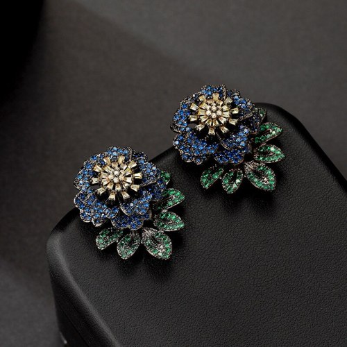 Wholesale Zircon Flower Cluster Earrings Sterling Silver Post Earrings For Women Jewelry Women Gift