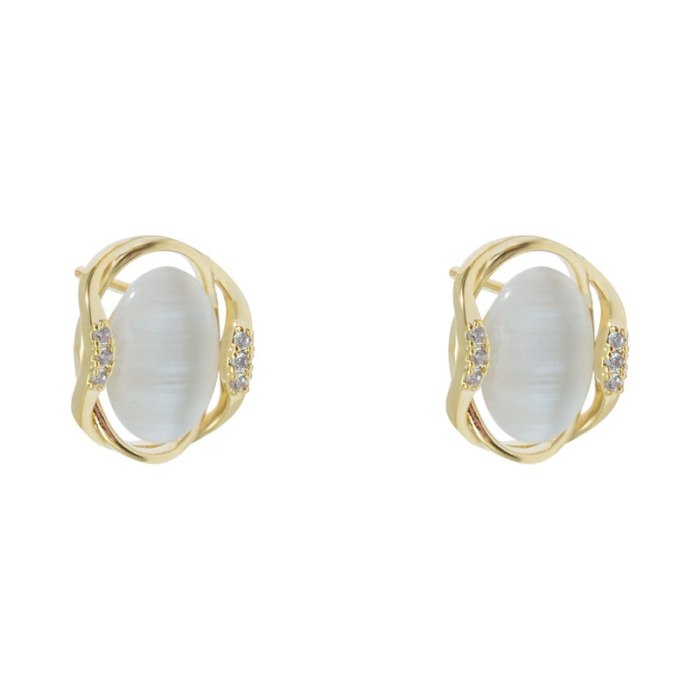 Wholesale Sterling Silver Post Round Opal Stone Stud Earrings Jewelry Women Gift