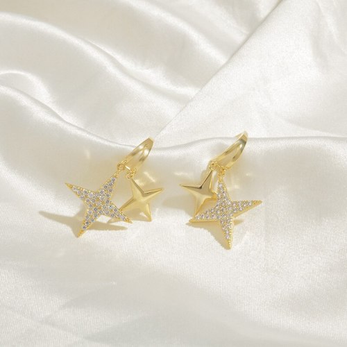 Wholesale Fashion Earrings Sterling Silver Post Zircon Four Eight-Pointed Stars Stud Earrings For Women  Jewelry Women Gift