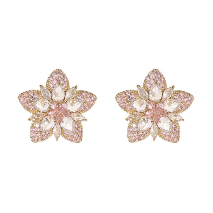 Wholesale Zircon Star Earrings Sterling Silver Post Earrings Stud Accessories Jewelry Women Gift