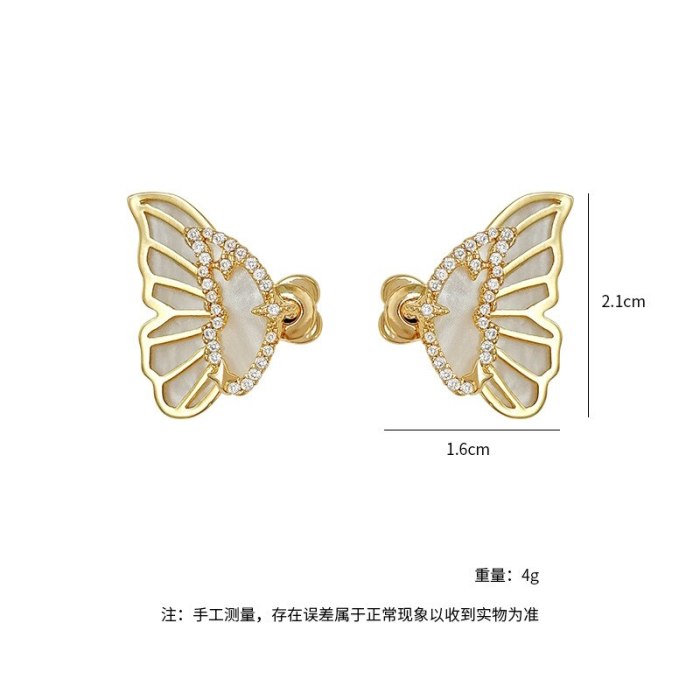 Wholesale Sterling Silver Post Butterfly Wings Women Stud Earrings Jewelry Women Gift
