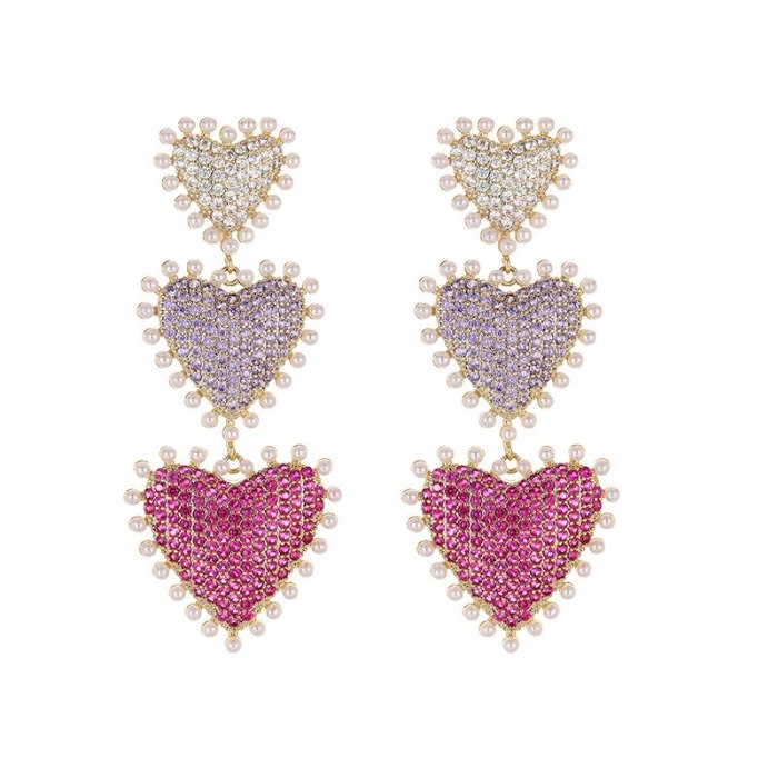 Wholesale Zircon Peach Heart Earrings Sterling Silver Post Earrings Stud Women Jewelry Women Gift