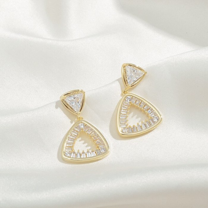 Wholesale New Sterling Silver Post Zircon Stud Earrings For Women Eardrops Earrings Ornament Jewelry Women Gift