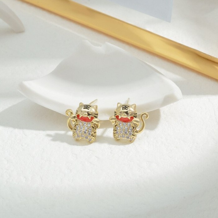 Wholesale Tiger Stud Earrings For Women Sterling Silver Post Earrings Eardrops Jewelry Women Gift
