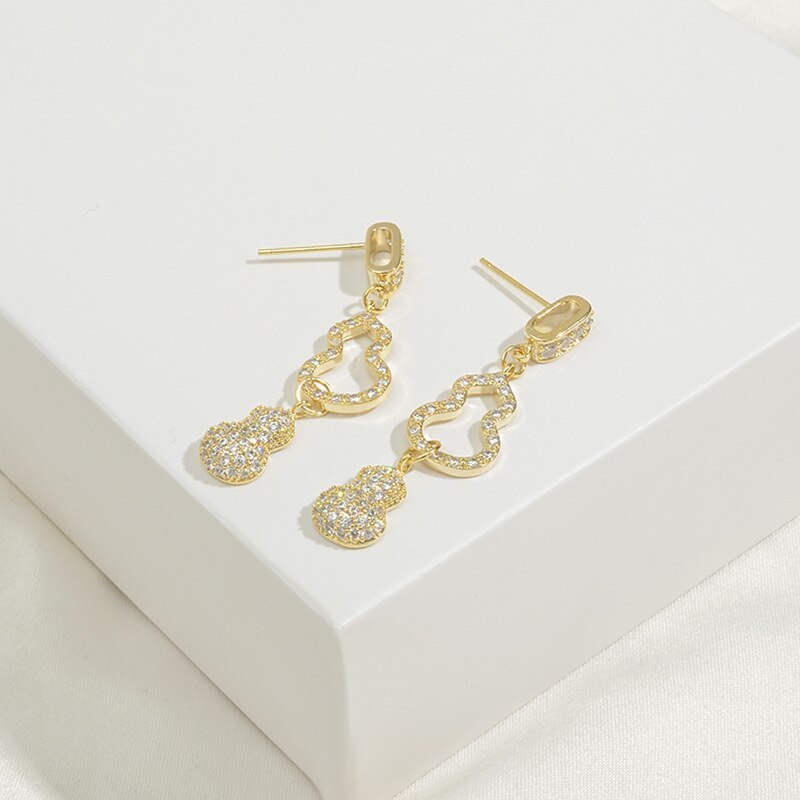 Wholesale Sterling Silver Post Gourd Stud Earrings For Women Eardrops Earrings Jewelry Women Gift