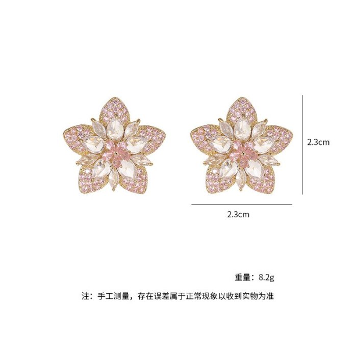Wholesale Zircon Star Earrings Sterling Silver Post Earrings Stud Accessories Jewelry Women Gift