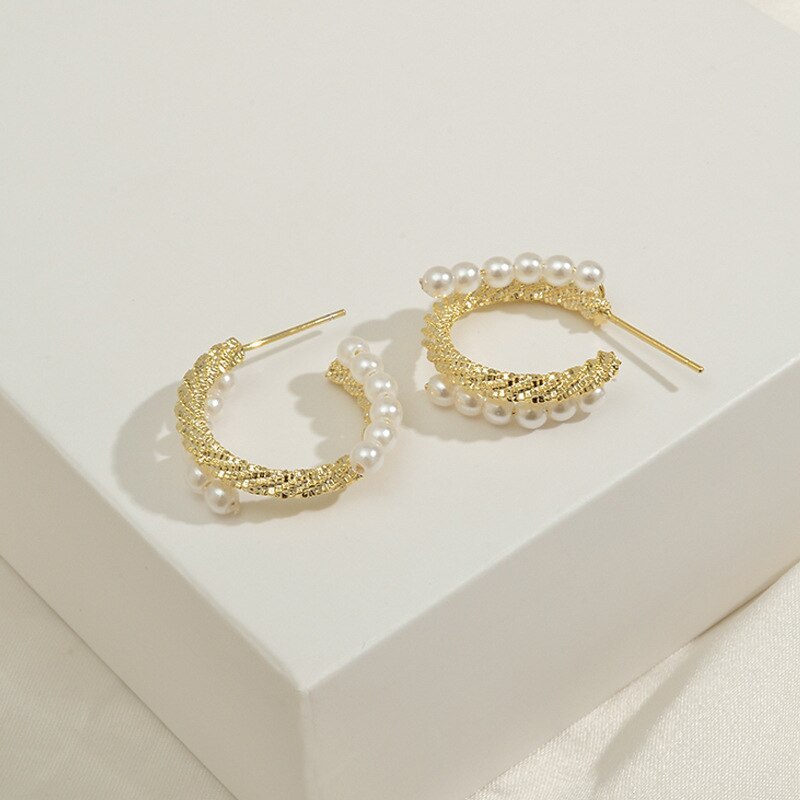 Wholesale New Pearl Stud Earrings For Women Sterling Silver Post Earrings Eardrops Jewelry Women Gift