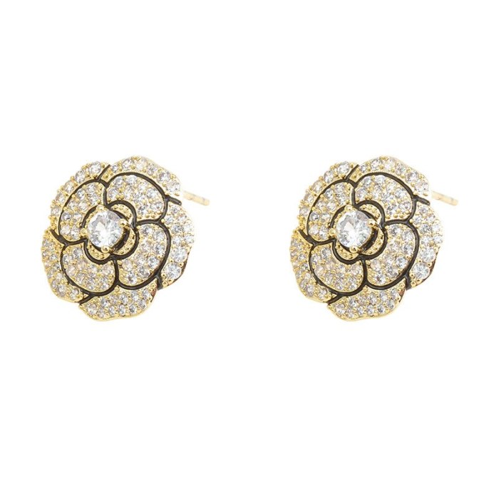 Wholesale Camellia Stud Earrings For Women Sterling Silver Post Stud Earrings Jewelry Women Gift