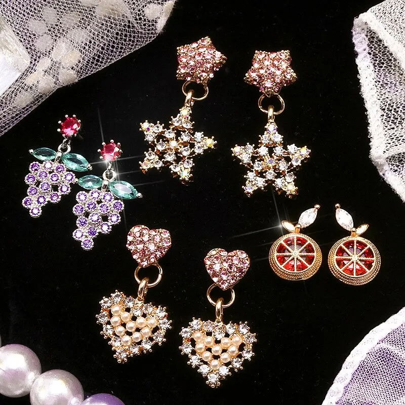 Wholesale Sterling Silver Post Love Star Earrings For Women Fruit Stud Eardrops Jewelry Women Gift