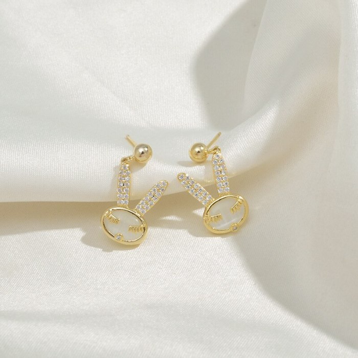 Wholesale New Zircon Rabbit Stud Women Sterling Silver Post Earrings Jewelry Women Gift