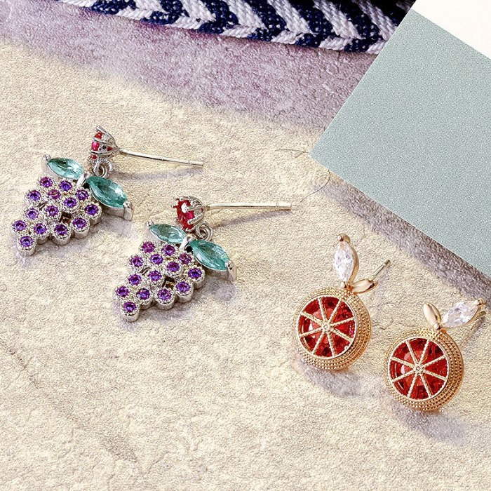 Wholesale Sterling Silver Post Love Star Earrings For Women Fruit Stud Eardrops Jewelry Women Gift