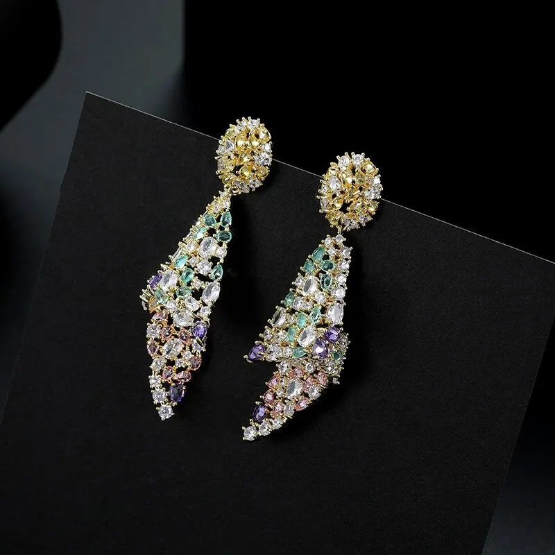 Wholesale Zircon Skirt Stud Earrings For Women Sterling Silver Post Eardrops Earrings Jewelry Women Gift