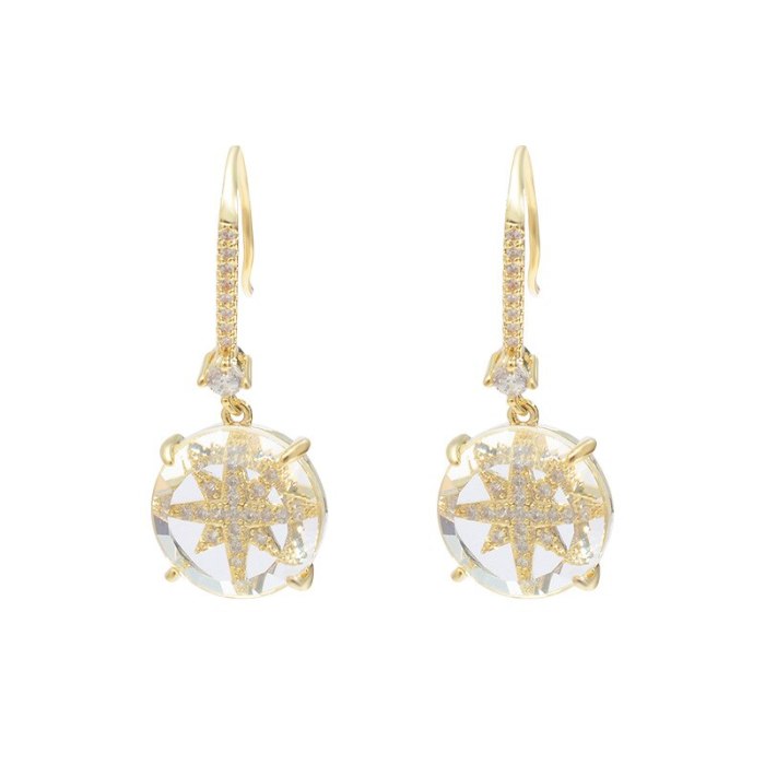 Wholesale Zircon Eight Awn Star Earrings Sterling Silver Post Earrings Stud Women Jewelry Women Gift