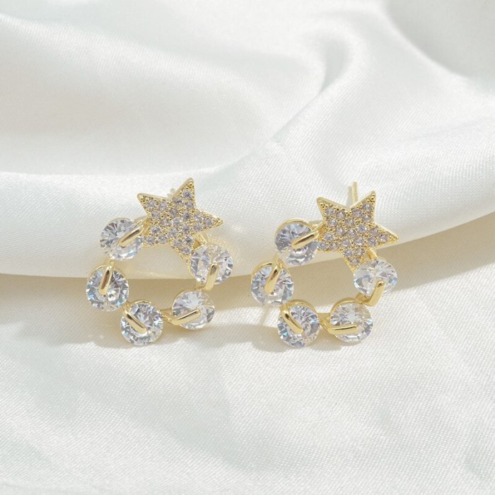 Wholesale Zircon Stud Earrings For Women Sterling Silver Post Fashion Earrings Jewelry Women Gift