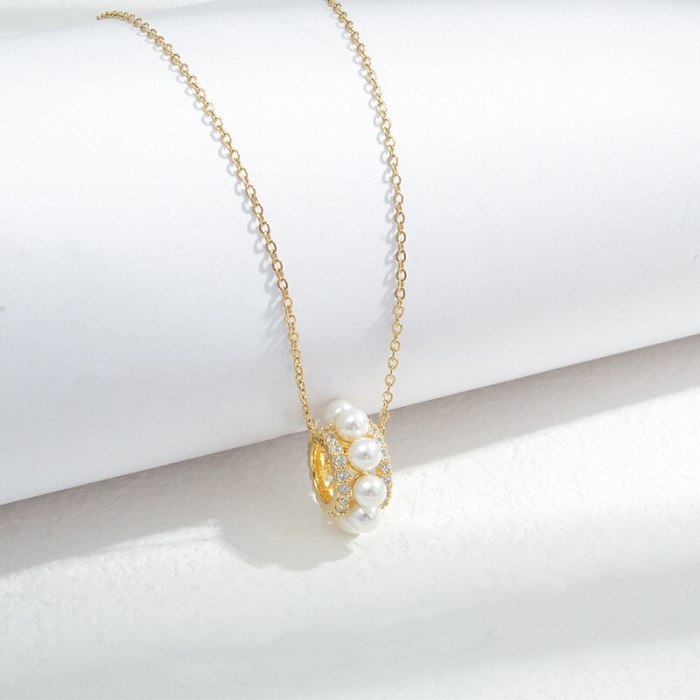 Wholesale New Circle Zircon Pearl Necklace Chorker Chain Trendy Dropshipping Jewellery Gift