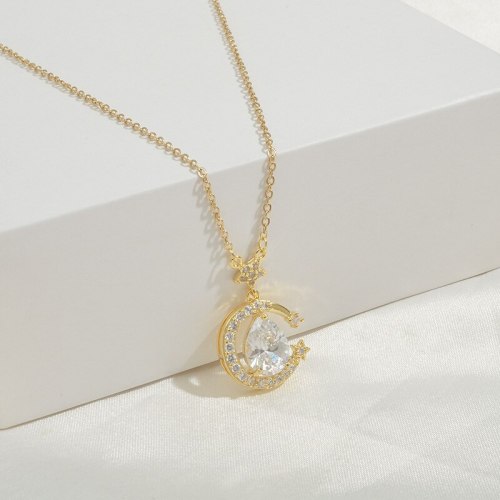 Wholesale Zircon Moon Fashion Necklace Female Women Girl Ornament Dropshipping Jewellery Gift