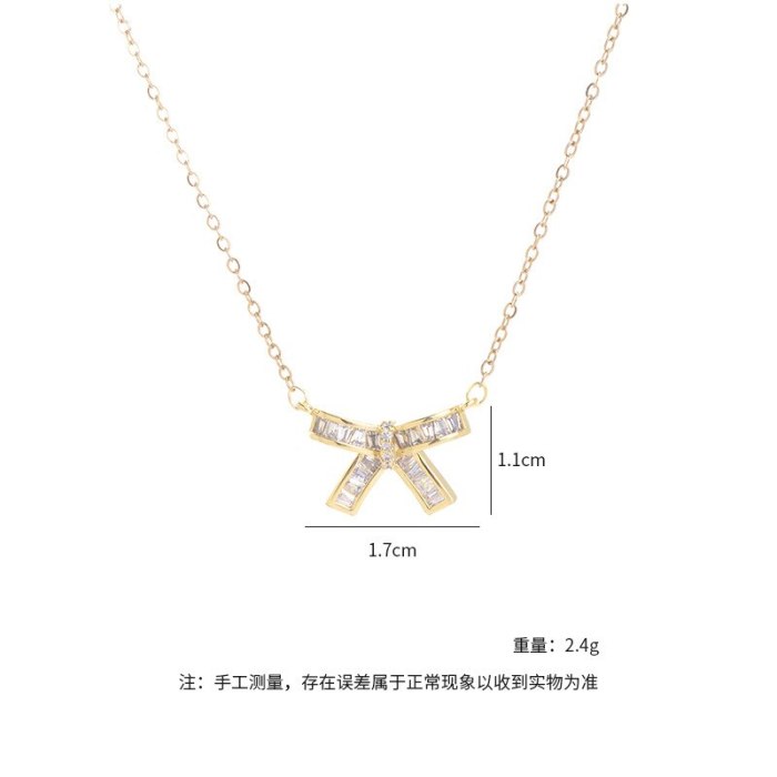 Wholesale Zircon Bow Necklace Female Women Girl Chorker Chain 14K Gold Necklace Dropshipping Jewellery Gift