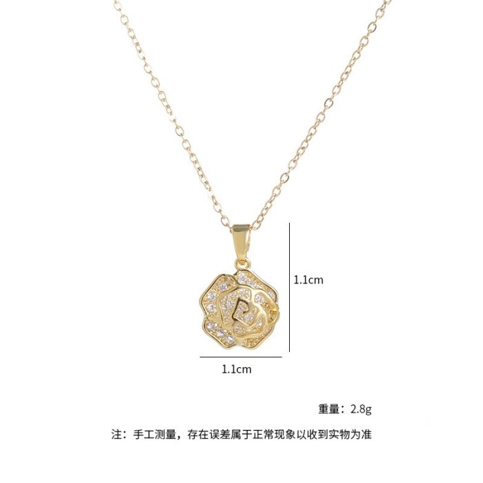 Wholesale Zircon Camellia Necklace For Women Chorker Chain Jewelry Dropshipping Jewellery Gift