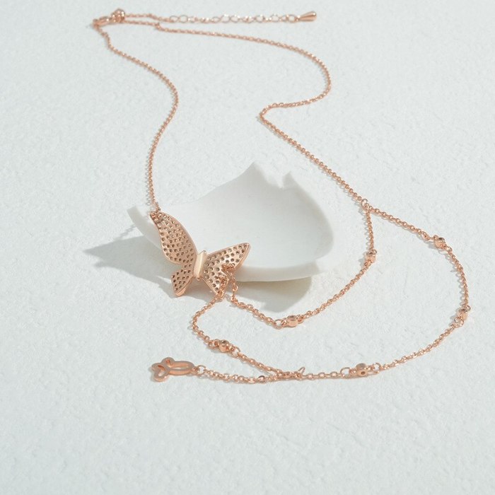 Wholesale Zircon Butterfly Tassel Necklace Female Women Girl Chorker Chain Dropshipping Jewellery Gift