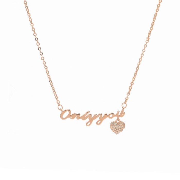 Wholesale Ornament English Letter Necklace Female Women Girl Peach Heart Chorker Chain Dropshipping Jewellery Gift
