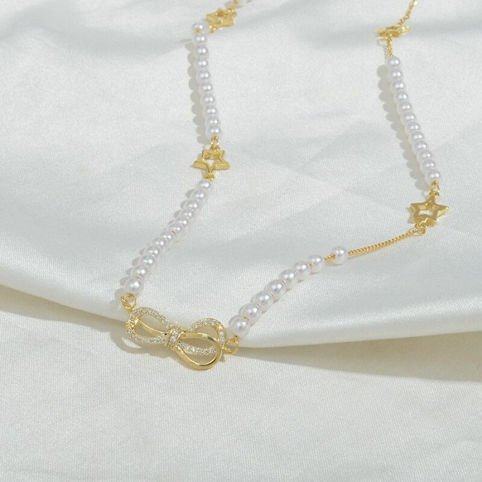 Wholesale Pearl Necklace Female Women Girl Bow Chorker Chain Trendy Dropshipping Jewellery Gift
