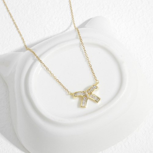 Wholesale Zircon Bow Necklace Female Women Girl Chorker Chain 14K Gold Necklace Dropshipping Jewellery Gift