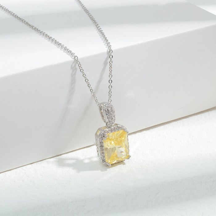 Wholesale Zircon Geometric Square Necklace For Women Chorker Chain Jewelry Dropshipping Jewellery Gift