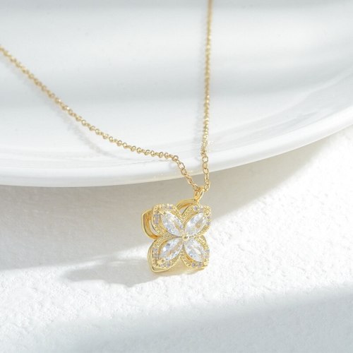 Wholesale Four-Petal Flower Necklace Female Women Girl Zircon Chorker Chain Trendy Dropshipping Jewellery Gift
