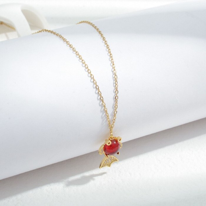 Wholesale Zircon Goldfish Necklace For Women Chorker Chain Jewelry Dropshipping Jewellery Gift