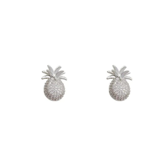 Wholesale Pineapple Earrings S925 Silver Stud Earrings Jewelry Women Gift