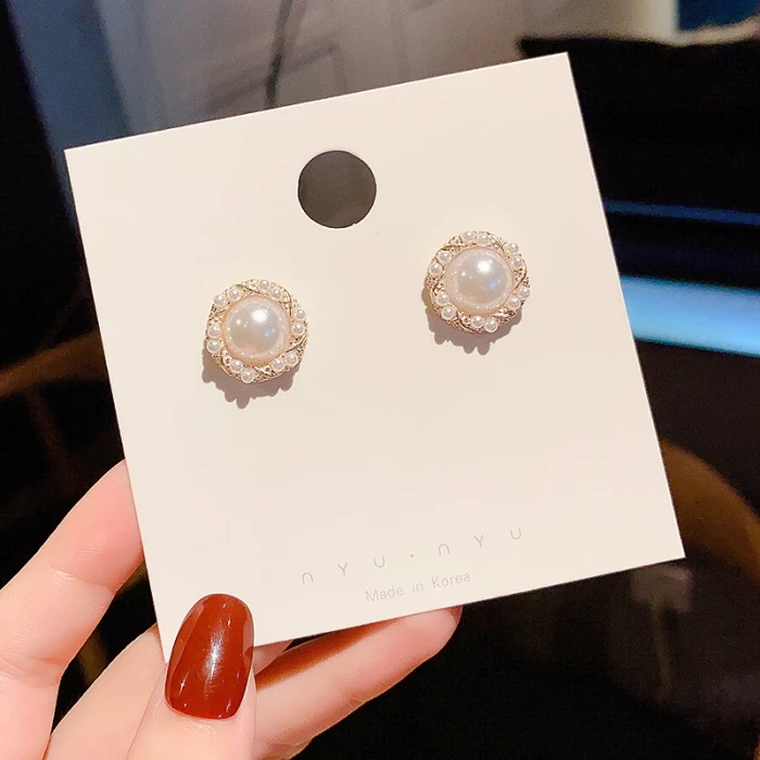 Wholesale S925 Silver Pearl Stud Women Earrings Jewelry Women Gift