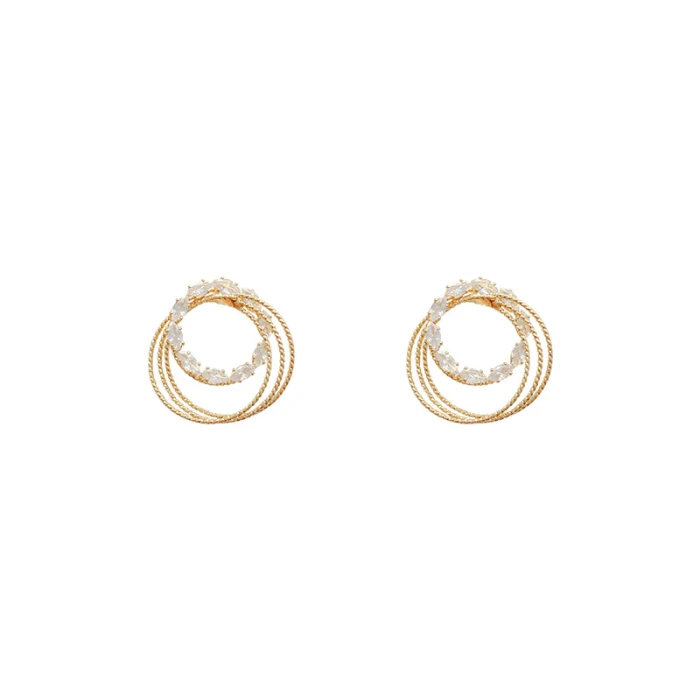 Wholesale Sterling Silver Post Fashion Zircon Stud Earrings Circle Stud Earrings Jewelry Women Gift