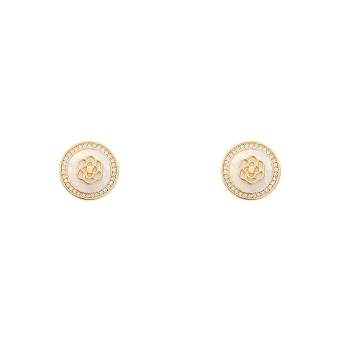 Wholesale Fashion Fritillary Camellia Earrings S925 Silver Stud Earrings Jewelry Women Gift