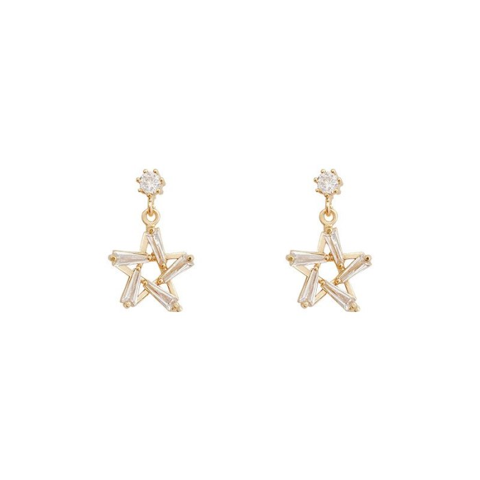 Wholesale Fashion Zircon Star Earrings Stud Sterling Silver Post Earrings Jewelry Women Gift