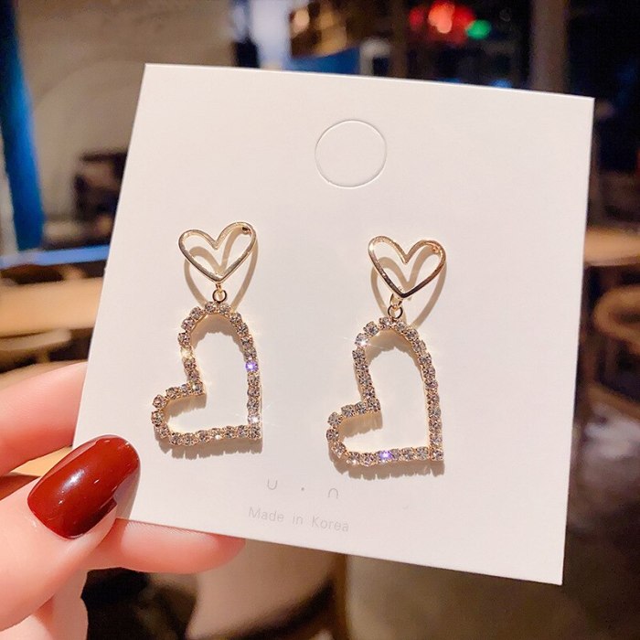 Wholesale 925 Silver Post Love Heart Stud Women Earrings Eardrops Jewelry Women Gift