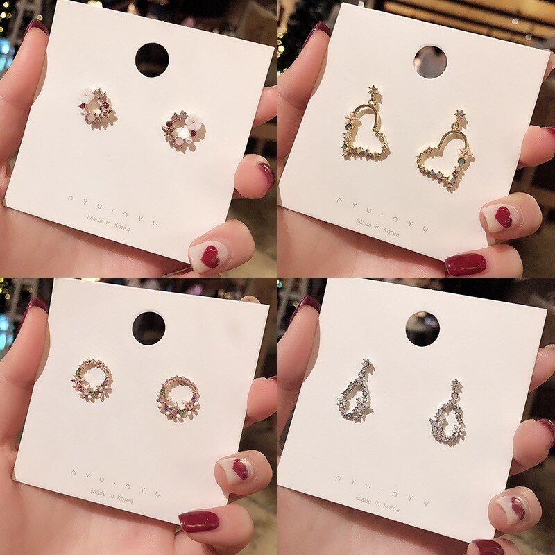 Wholesale Women Eardrops Petals Sterling Silver Post Stud Jewelry Women Gift