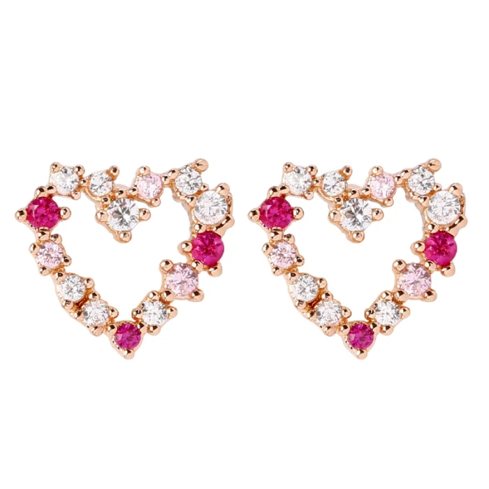 Wholesale Sterling Silver Post Love Shiny Diamond Stud Earrings Eardrops Jewelry Women Gift