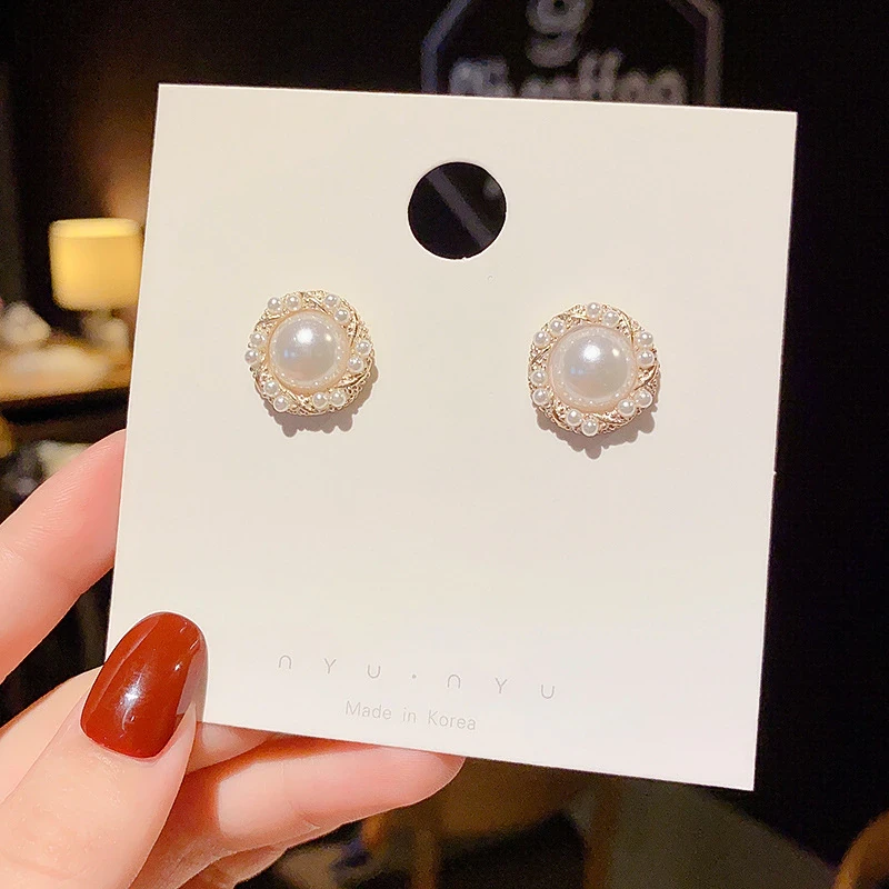 Wholesale S925 Silver Pearl Stud Women Earrings Jewelry Women Gift