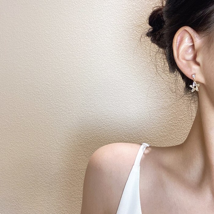 Wholesale Fashion Zircon Star Earrings Stud Sterling Silver Post Earrings Jewelry Women Gift