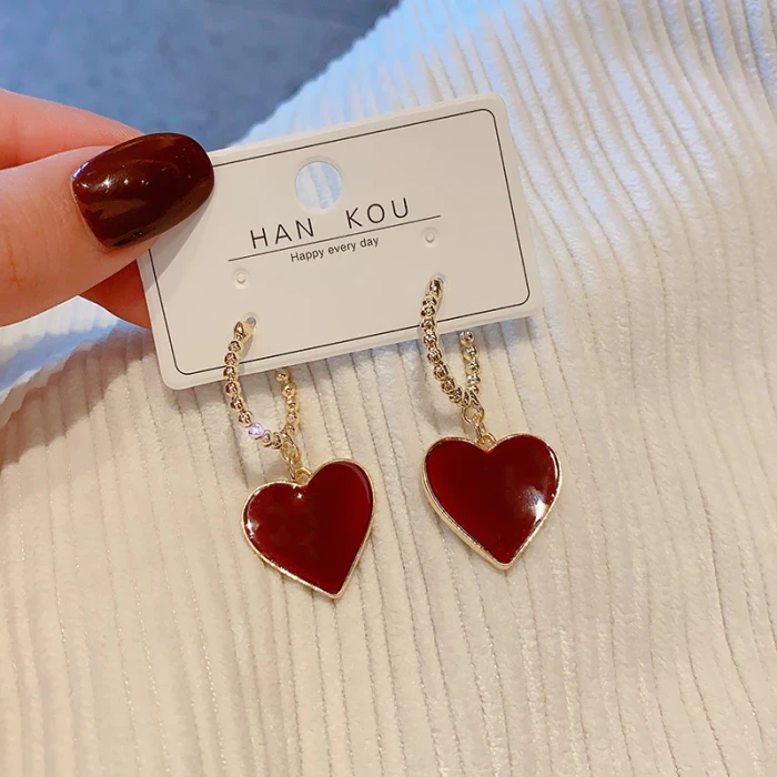 Wholesale Red Love Heart Earrings Eardrops Earrings For Women Jewelry Women Gift