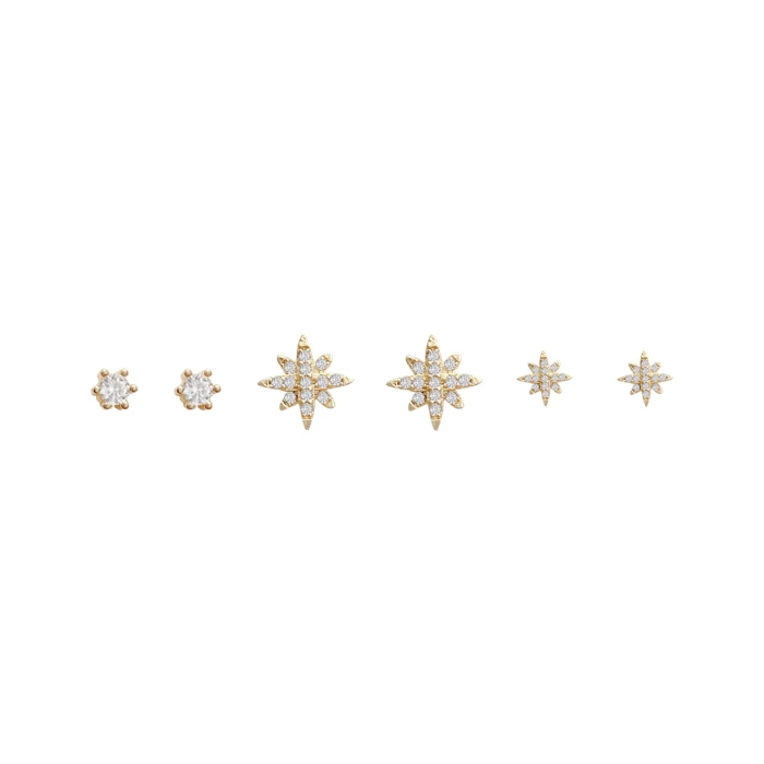 Wholesale Sterling Silver Post Fashion Six-Pointed Zircon Stud Earrings Women's Earrings Jewelry Women Gift
