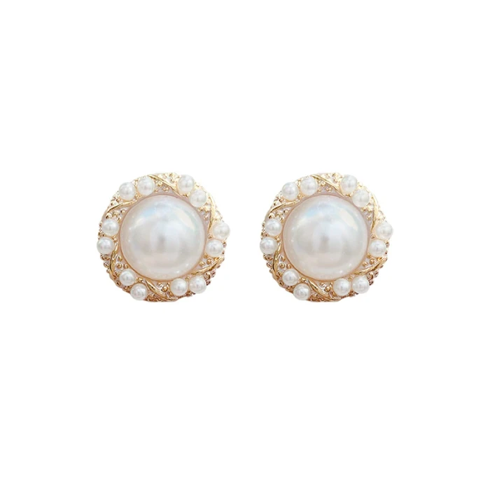 Wholesale Sterling Silver Post Fashion Pearl Ball Beads Women Stud Earrings Jewelry Women Gift