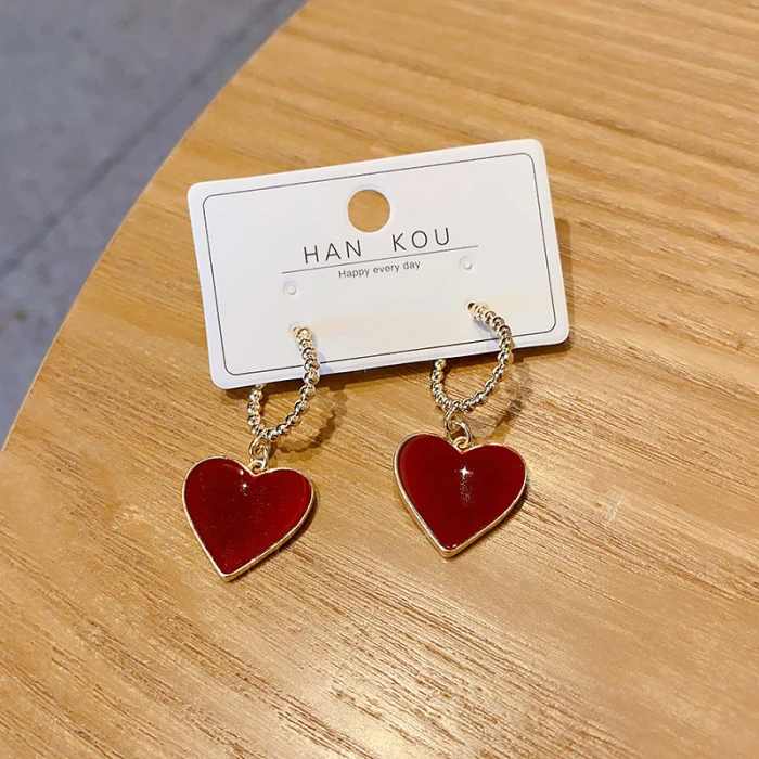 Wholesale Red Love Heart Earrings Eardrops Earrings For Women Jewelry Women Gift