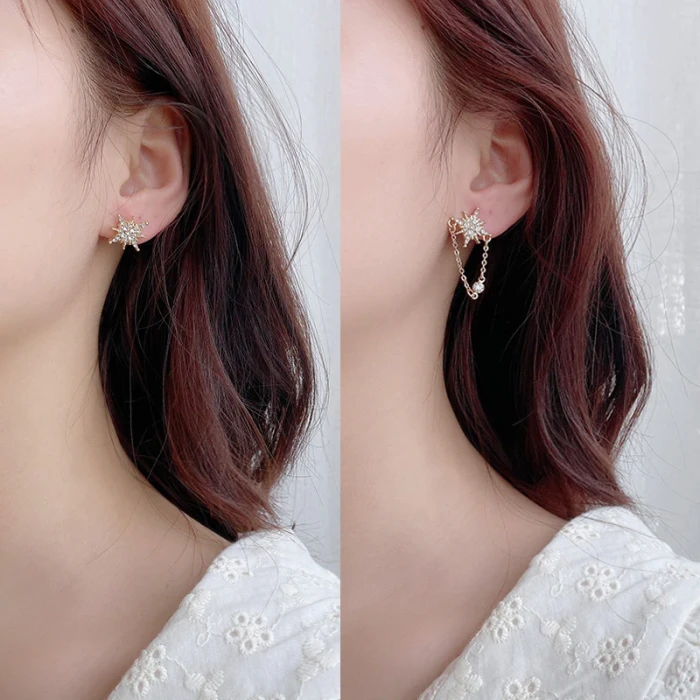 Wholesale Fashion Eight Awn Star Earrings For Women S925 Silver Stud Earrings Jewelry Women Gift
